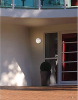 Nauticus - Round 7"dia Wet Location Bulkhead - White Finish - Frosted Glass Shade - Outdoor Wall Light | Lumora