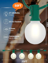 SUNSGNE G40 LED Round Christmas Lights Outdoor, 50FT Globe Christmas String Lights with 27 LED Frosted White | Lumora