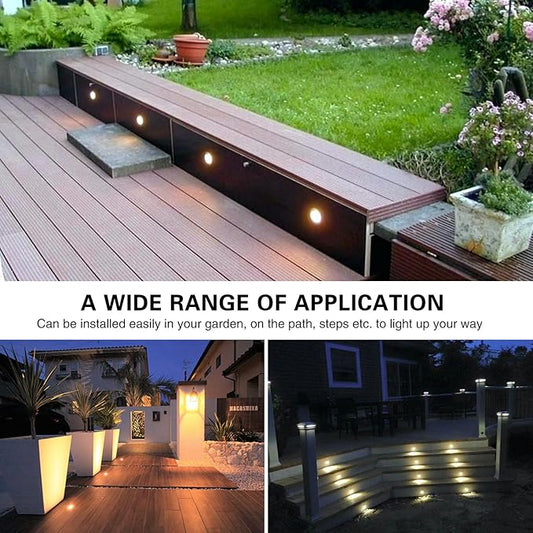 Led Deck Lights Outdoor Waterproof Low Voltage Stainless Steel 1W Outdoor Yard Garden Decoration Lamps Landscape Pathway Patio Step Stairs LED In-ground Lights Black Border(30pcs, Warm White)