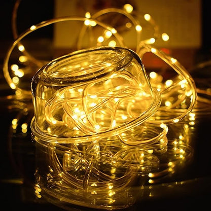 Solar Rope Lights, 23ft 50LED Waterproof Copper Tube Wire String Lights for Garden,Yard, Path, Fence, Stairs, Backyard, Patio Decorative (Warm White)