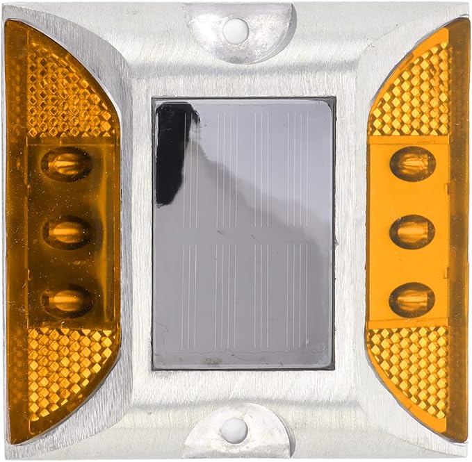 Solar Driveway Lights, Cast Aluminum IP68 Light with 72H Runtime for Pathway and Highway Marking (Yellow)