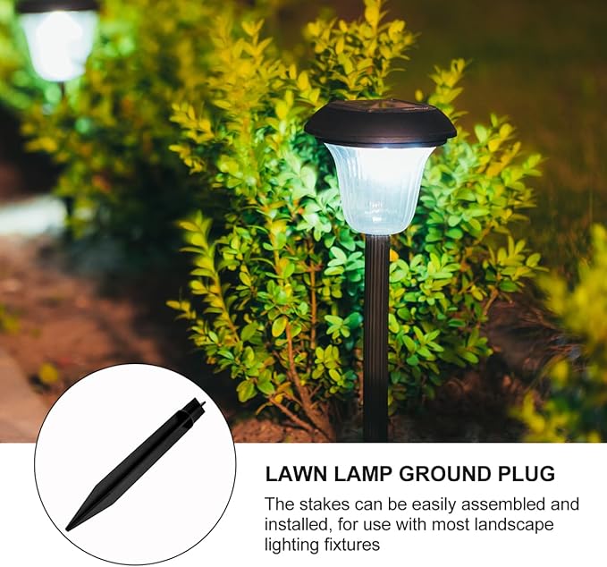 Veemoon 5pcs Solar Power Lawn Lamp Ground Plugs Landscape Spike Lights Black Plastic Garden Stakes for Walkways Driveways Outdoor Decoration