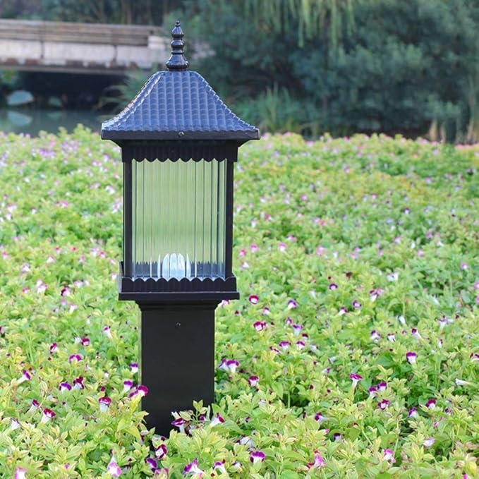 LaseVe Lights Outdoor IP55 European Black Die-cast Aluminum Garden Lawn Pillar Light Square Outdoor Waterproof | Lumora