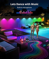 Outdoor Deck Lights 8 Packs, Smart RGBCW Fence Light, 100+ Scene Modes, Dual Lens LED String Lights with | Lumora