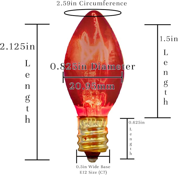 EST. LEE DISPLAY L D 1902 Indoor ＆ Outdoor String Light C7 Ceramic Christmas Steady Replacement Bulbs Halloween | Lumora