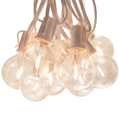 Hometown Evolution, Inc. LED Warm White Outdoor Patio String Lights (10 ft, LED Filament G50 Clear - White Wire - 2" .6 Watt Bulbs)