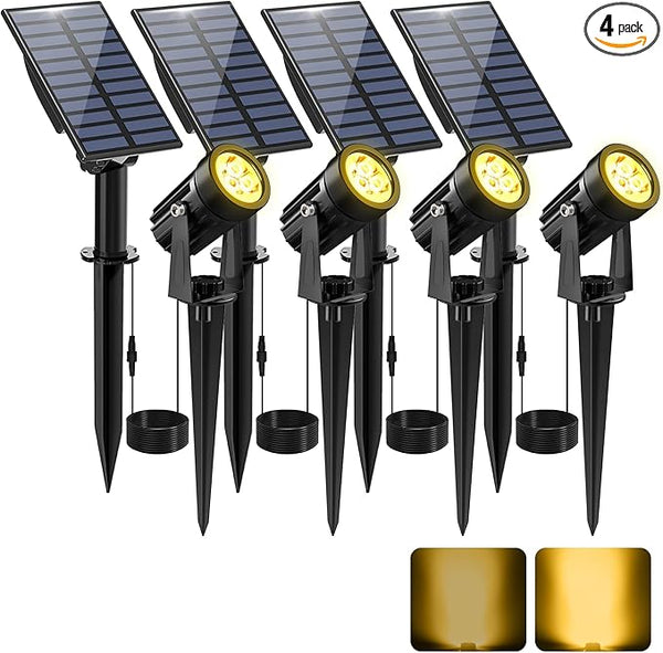 Solar Spot Lights Outdoor, Solar Landscape Spotlights IP65 Waterproof 9.8ft Cable, Auto On/Off Outdoor Wall Lights | Lumora