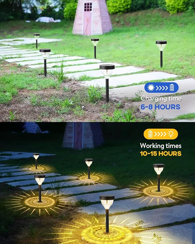 Vangue Solar Lights Outdoor Garden, 2025 New Dynamic Running Light, IP65 Waterproof Dual-Mode Solar Powered Outdoor Lights for Pathway Lawn Patio Yard Landscape Driveway (6)