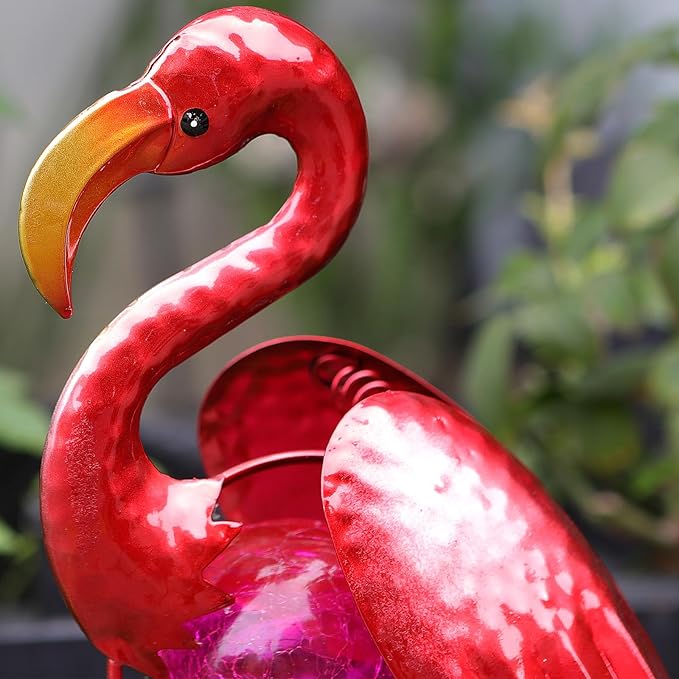 Starryfill Flamingo Solar Stake, 42inches Height Metal Flamingo Garden Decoration with LED Warm White Light for Gift Yard Pathway Patio Outdoor Lover