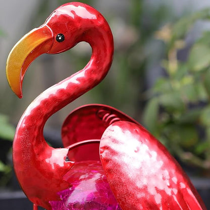 Starryfill Flamingo Solar Stake, 42inches Height Metal Flamingo Garden Decoration with LED Warm White Light for Gift Yard Pathway Patio Outdoor Lover