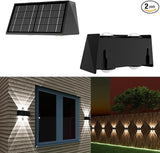 2-Pack Solar Fence Lights, Up & Down Lighting, 50LM/25LM Dual Brightness, 4 Color Modes, IP65 Waterproof, 1200mAh | Lumora