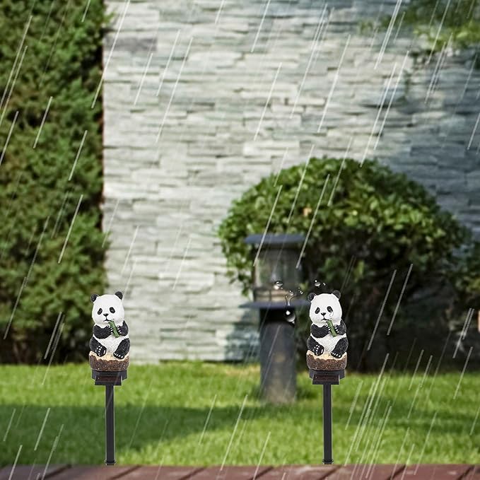 GANAZONO Solar Lawn Stake Lamp Outdoor Solar Powered Panda Garden Light Decorative Landscape Pathway Lighting for Patio Yard Lawn 16.92X2.95X2.16In