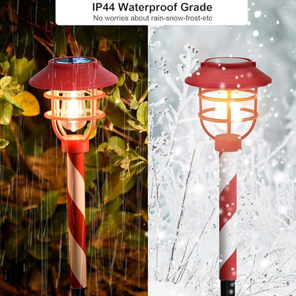 6PK Christmas Solar Pathway Lights - Christmas Decorations Outdoor Solar LED Lights with Garden Stake, Decorations Outdoor for Yard Garden Lawn Walkway Patio Driveway Decor, Warm White