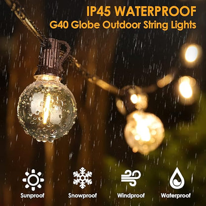 Mlambert 200Ft(4x50Ft) Outdoor String Lights, G40 Globe Patio Lights Connectable with 100+6 Waterproof LED Bulbs for Backyard Garden Porch-Black Wire