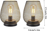 TRIROCKS Set of 2 Medium Battery Powered Outdoor Lantern 6.5'' High Metal Table Lamp Cordless Battery Operated | Lumora