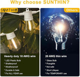 SUNTHIN White Outdoor String Lights, 96FT White Patio Lights with 32 Shatterproof LED Bulbs for Garden, Backyard | Lumora