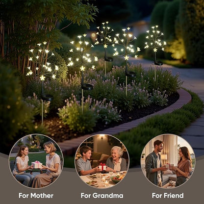 Solar Garden Lights Outdoor Waterproof,Garden Decor Solar Flowers For Outside Decorative,2Pack 2Modes Solar Powered Fairy Outdoor Decorations for Yard Patio Pathway, Gardening Gifts Mothers Day