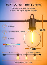 Outdoor String Lights, 50FT Patio Lights Outdoor Waterproof with 27 Shatterproof G40 Globe Bulb(2 Spare) | Lumora