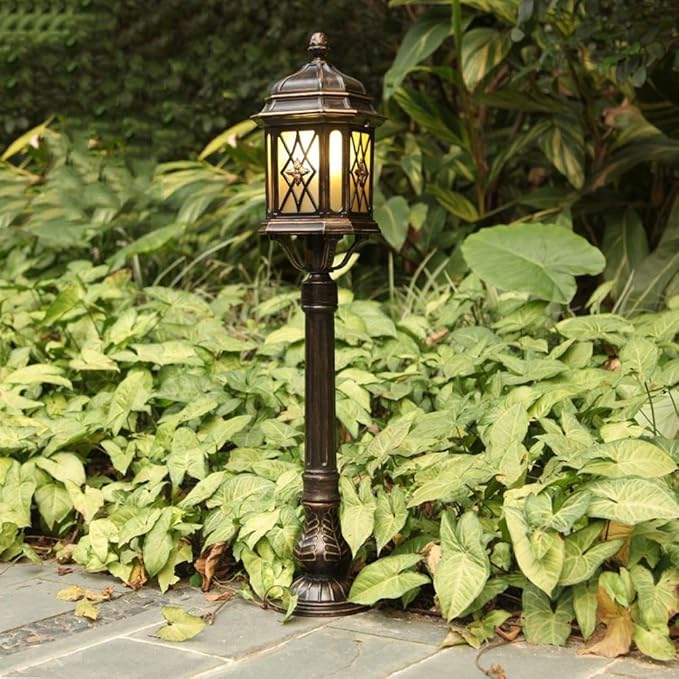 Lights Outdoor Classic Antique Brown Die-cast Aluminum Metal Pathway Lawn Post Pole Lamp IP55 Waterproof Exterior | Lumora