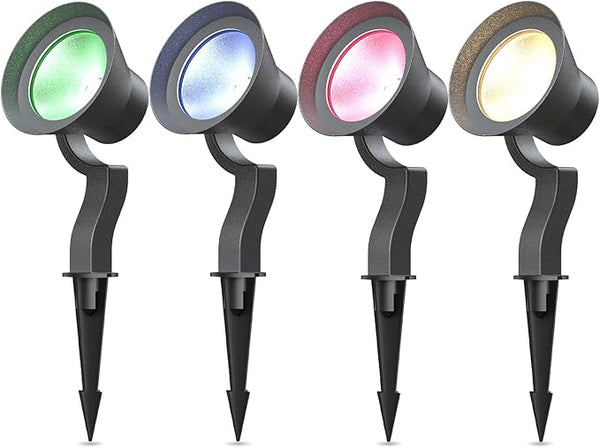 GOODSMANN RGBW Low Voltage LED Spotlights 4PK Color Changing Landscape Lights 12V-15V 12W 650 Lumen Outdoor Spot | Lumora