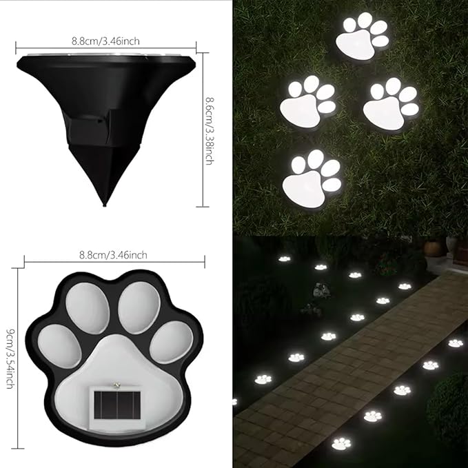 Solar Paw Print Lights, Cats and Dogs Animal Solar Lights, Outdoor Decorative Lights, Garden Lights Path Lights Walkway Lighting, Suitable for Terrace Yard Garden Path Lawn Yard 4 Pack (Style B)