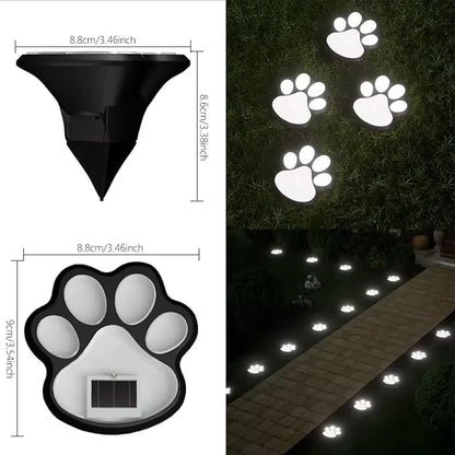 Solar Paw Print Lights, Cats and Dogs Animal Solar Lights, Outdoor Decorative Lights, Garden Lights Path Lights Walkway Lighting, Suitable for Terrace Yard Garden Path Lawn Yard 4 Pack (Style B)