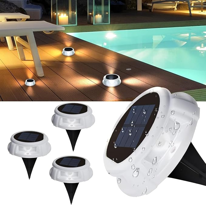 Solar Driveway Lights 4 Pack, Outdoor LED Deck Lights, Solar Powered Waterproof Outdoor Waterproof Road Markers for | Lumora
