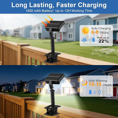 2 Pack Solar Lights Outdoor Waterproof, 92 LEDs 600LM Clip On Solar Lights Outdoor with 3 Color Temperatures, 3 Lighting Modes, IP65 Waterproof, Ideal for Fence, Gutter, Deck and Camping