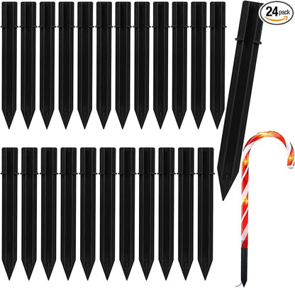 24 Pcs Replacement Stakes for Christmas Candy Cane Lights Outdoor, Pathway Markers Lights Spike Replacer for Pathway Lights Accessories (0.68'*6.05')