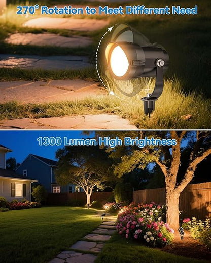 HIBOITEC Low Voltage Landscape Lighting 1 Pack with Connectors 12W Spotlights Landscape Lights 12-24V AC/DC IP65 Waterproof 2700K for House Yard Trees Garden Outdoor