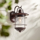 Franklin Iron Works Casa Mirada Rustic Industrial Outdoor Wall Light Fixture Vintage Bronze Metal 12" Clear Seedy | Lumora