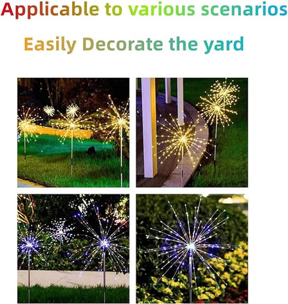 7 Pack Solar Garden Lights, Firework Lights, Solar Light Decorative, 8 Lighting Modes with Remote 120 LED Twinkling Waterproof Landscape Outdoor Decor for Garden Pathway Lawn Decor (Warm White)