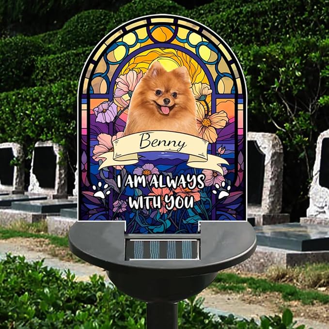 Personalized Photo Solar Light - Custom 'I'm Always with You' Garden Light - Sympathy Gift for Family Member or Pet Loss Memorial