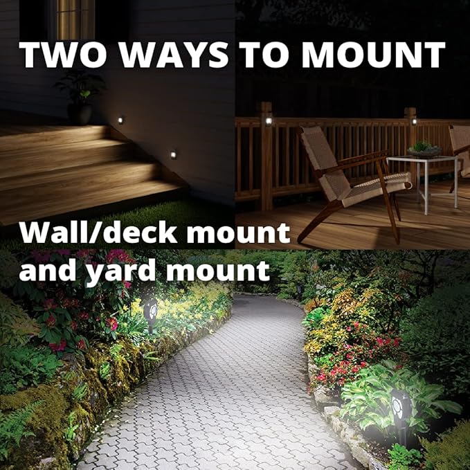 Good Earth Lighting Battery Operated LED Landscape Path or Deck Lights in Bronze, Motion Sensor with Auto Off, 50 Lumens, 5000K Color Temperature, Set of 2 Lights