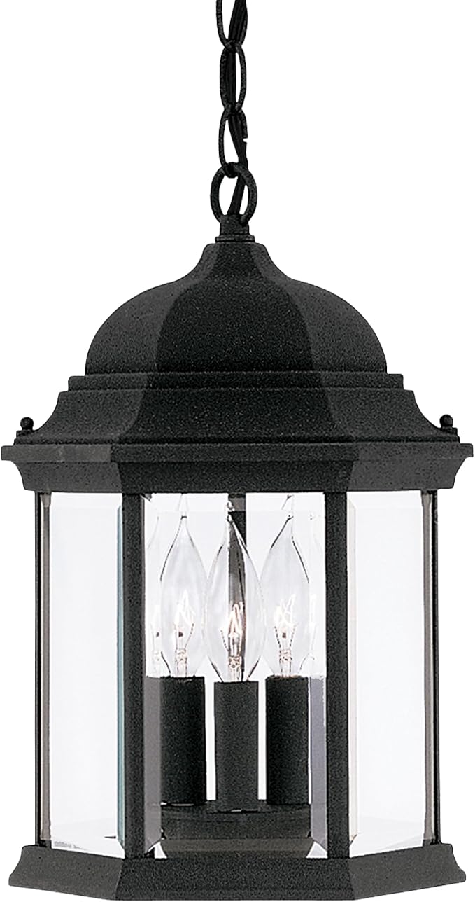 DESIGNERS FOUNTAIN 3-Light Devonshire Hanging Lamp, 10 Inch Outdoor Lantern Lighting Fixture, Clear Glass Lighting | Lumora