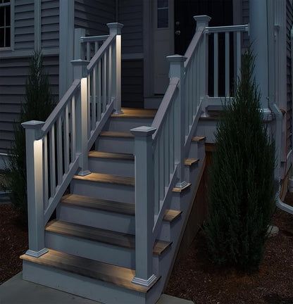 GKOLED Low Voltage LED Wedge Deck Rail Light, Landscape Railing Post Fence Accent Lighting, 12V AC/DC 2W 2700K Integrated LED Chips, Die-cast Aluminum, Powder Coated Finish, IP65 Rated, White, 6-Pack