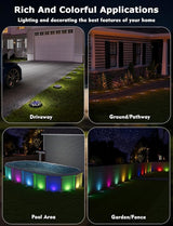 Color Changing Solar Ground Lights with 33ft Long Distance Remote Control - Flat Solar Lights Outdoor Waterproof | Lumora