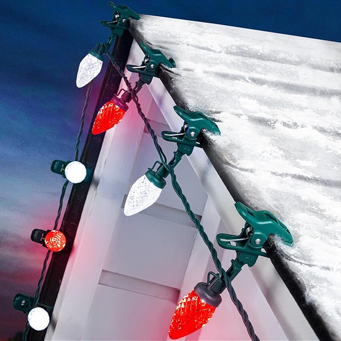 2PACK C9 LED Christmas Lights with 100 Spring Clips, Total 100ft 100 LED Waterproof - Outdoor Security Flood Light | Lumora