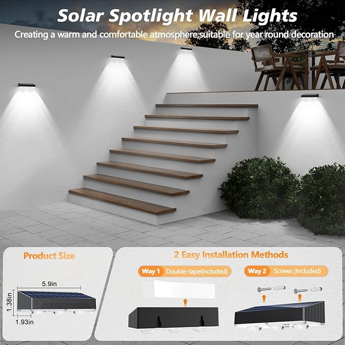 Solar Fence Lights Outdoor Waterproof，12pack High Brightness LED Spot Lens Deck Lights 10 Mode & RGB Solar Powered | Lumora