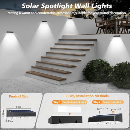 Solar Fence Lights Outdoor Waterproof，12pack High Brightness LED Spot Lens Deck Lights 10 Mode & RGB Solar Powered Wall Lighting Decor for Outside Wall, Deck, Patio, Yard, (Black-3lens, 12 pack)