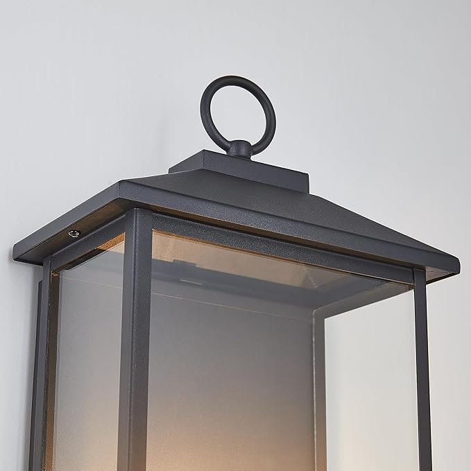 18 Inch Wall Light in Clear Glass and Textured Black and Golden Candle Cap Sleeve,Outdoor Lighting Wall | Lumora