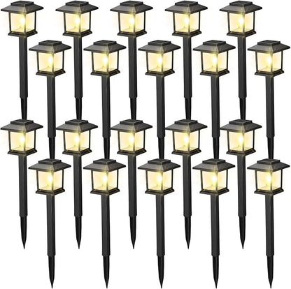 20 Pack Solar Pathway Outdoor Lights Waterproof IP55 House Shape Solar Walkway Garden LED Lights Decoration for Yard Patio Landscape Outside Lawn Driveway