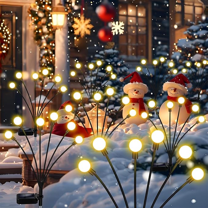 Skeemi Solar Garden Lights – LED Firefly Outdoor Solar Lights, IP65 Waterproof, Swaying “Fireflies” Pathway Lights for Patio Ideal Gift for Women & Grandma (Pack of 2, 16, Heads)