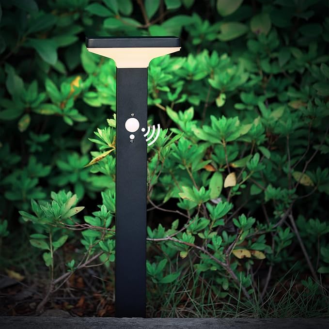 Solar Pathway Lights Outdoor，Motion Sensor Dusk to Dawn Bright Lamps Post，Led Waterproof Aluminum Landscape Lighting Path High 600 Lumen Black Light for Garden Yard Lawn Walkway Driveway Patio
