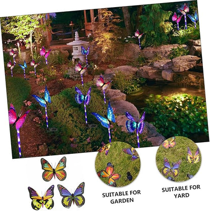 TOYANDONA 3pcs LED Solar Color Changing Butterfly Garden Lights Set Waterproof Outdoor Decorative Solar Pathway Lamps for Lawn and Backyard