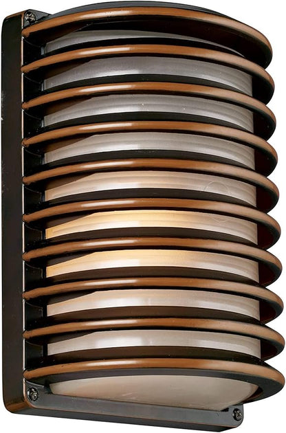 John Timberland Bronze Grid Modern Industrial Outdoor Wall Light Fixture 10" Frosted Glass Shade for Exterior Barn Deck House Porch Yard Patio Outside Garage Front Door Garden Home Roof Lawn