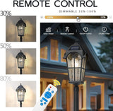 Emliviar 85.4" Black Solar Powered Street Light Fixture for Pathway with Remote - Outdoor Security Flood Light | Lumora