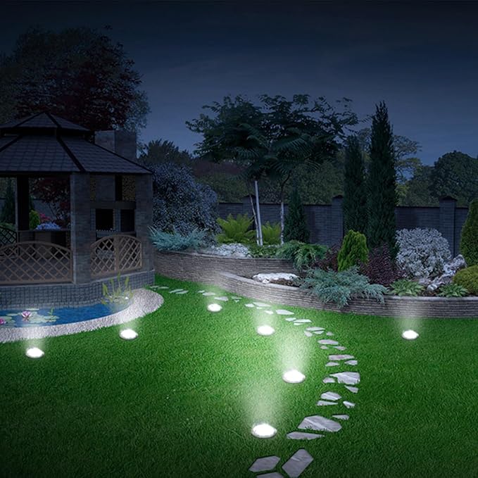 Solar Lights Outdoor, 4Pcs IP65 Waterproof Solar Ground Lights for Outside, LED Flat Landscape Decorative Lighting | Lumora