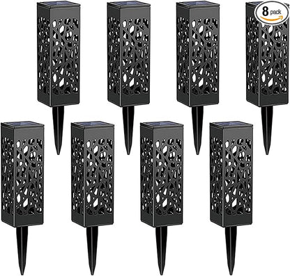 Outdoor Solar Powered LED Garden Lights Landscape Lighting Waterproof Stake Path Lights for Patio Yard Backyard Lawn Terrace Pathway Sidewalk Pathway Walkway Driveway Decorations 8 PCS Warm White