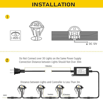 LED Stair Light Low Voltage Waterproof IP65 Outdoor 1-2/5" Recessed Wood LED Deck Lighting Yard Garden Patio Step Landscape Pathway Decor Lamp(1pcs,Warm White)